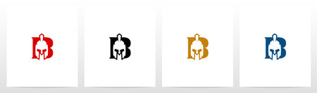 Spartan Helmet On Letter Logo Design Bのイラスト素材