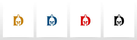 Spartan Helmet On Letter Logo Design Dのイラスト素材