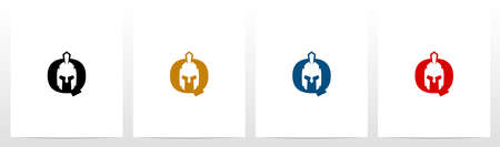 Spartan Helmet On Letter Logo Design Qのイラスト素材