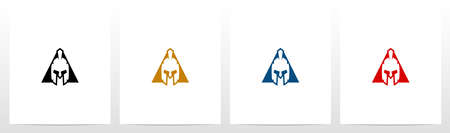 Spartan Helmet On Letter Logo Design Aのイラスト素材