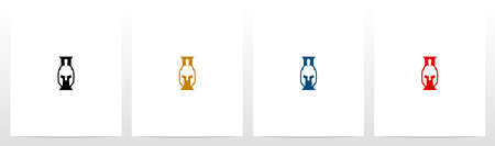 Spartan Helmet On Letter Logo Design Iのイラスト素材