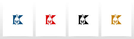 Spartan Helmet On Letter Logo Design Kのイラスト素材