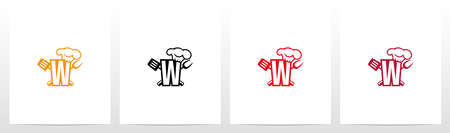 Spatula And Chef Hat On Letter Logo Design Wのイラスト素材