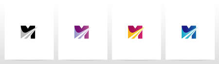 Swoosh Pointed Graphic On Letter Logo Design Mのイラスト素材