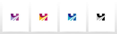 Swoosh Pointed Graphic On Letter Logo Design Hのイラスト素材