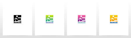 Tropical Island On Letter Logo Design Eのイラスト素材