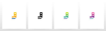Tropical Island On Letter Logo Design Jのイラスト素材