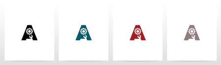 Wrench And Gears On Letter Logo Design Aのイラスト素材