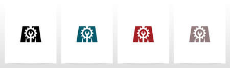 Wrench And Gears On Letter Logo Design Mのイラスト素材