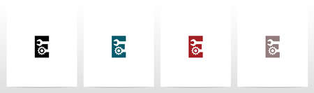 Wrench And Gears On Letter Logo Design Eのイラスト素材