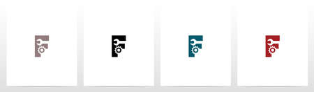 Wrench And Gears On Letter Logo Design Fのイラスト素材