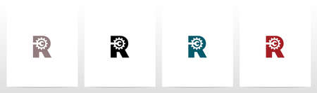 Wrench And Gears On Letter Logo Design Rのイラスト素材