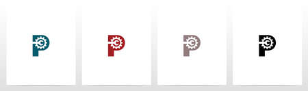 Wrench And Gears On Letter Logo Design Pのイラスト素材