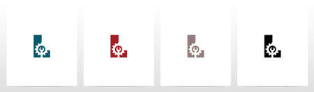 Wrench And Gears On Letter Logo Design Lのイラスト素材