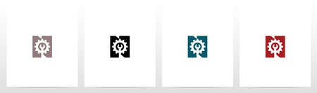 Wrench And Gears On Letter Logo Design Nのイラスト素材