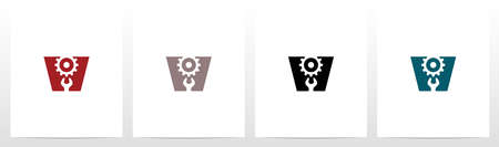 Wrench And Gears On Letter Logo Design Wのイラスト素材