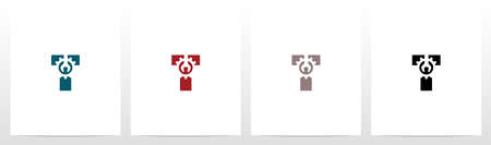 Wrench And Gears On Letter Logo Design Tのイラスト素材