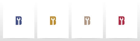 Wrench On Letter Logo Design Bのイラスト素材