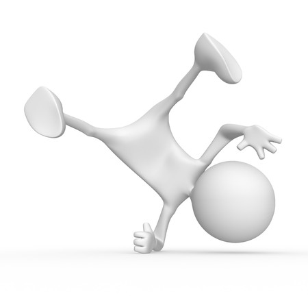 3d character breakdancer. 3d image isolated on white background.の写真素材