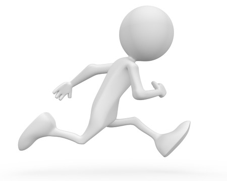 Running away. 3d image isolated on white background.の写真素材