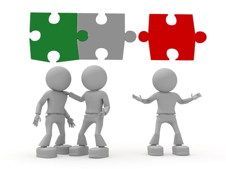 People as puzzle. Some need, but other noの写真素材