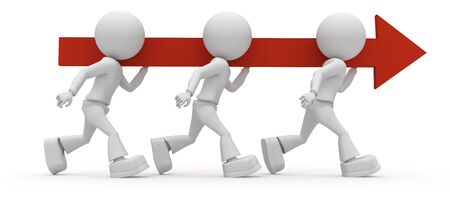 employees carry arrowの写真素材