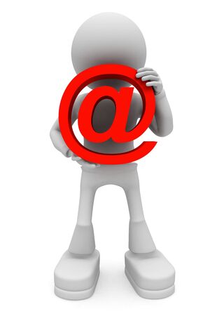 Persons with email symbol in handの写真素材