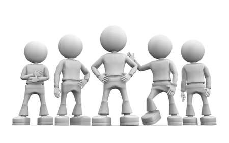 Group of five person. 3d image isolated on white background.の写真素材