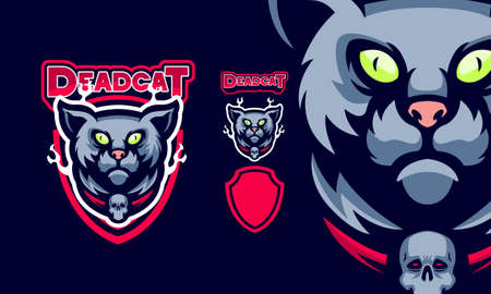 angry blue wolf head mascot logoのイラスト素材