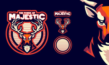 angry blue wolf head mascot logoのイラスト素材