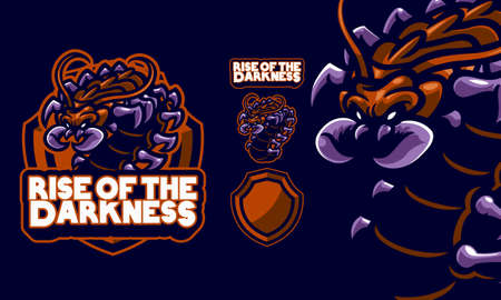 angry boar head with big fang mascot logoのイラスト素材