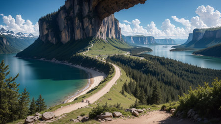 Beautiful panoramic view of Lavaredo lake in Dolomites, Italyの素材