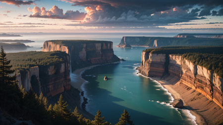 Beautiful sunset over the cliffs of the Grand Canyon in Arizona.の素材