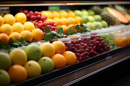 Fruits and vegetables in a grocery store. Selective focus.の素材