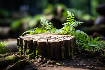 Composition of tree stump with blurred tropical background copy spaceの素材