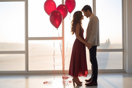 loving young couple celebrating valentines dayの素材