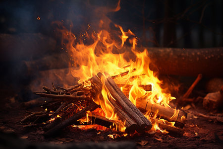 realistic campfire at a parkの素材