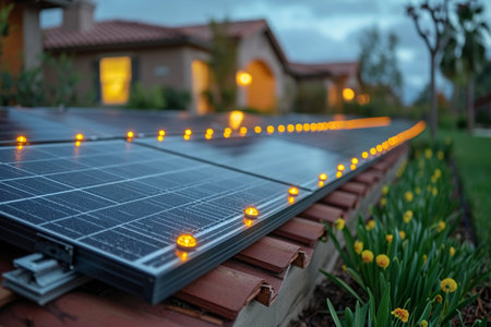 close up solar panel installationの素材