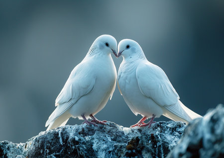 couple of dove kissing each otherの素材