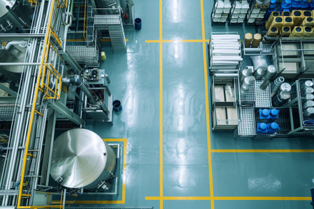 Interior of a modern factory for the production of alcoholic beverages. Industrial backgroundの素材