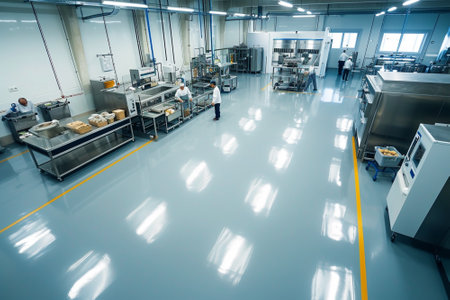 Conveyor belt in a modern factory. Conveyor belt in a factory.の素材