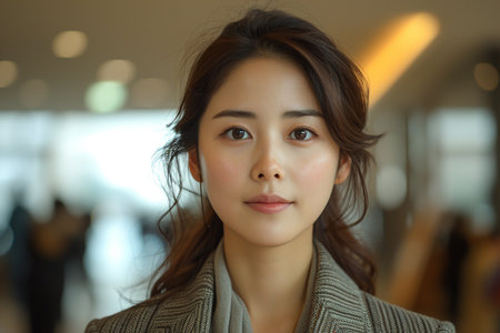 Portrait of a beautiful Asian korean businesswoman looking at the camera.の素材
