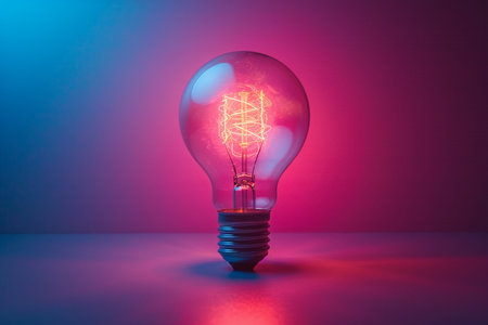A bright lightbulb on a dark background, ideas conceptの素材