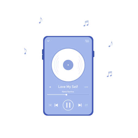 Music player on smart phone. Flat illustration.のイラスト素材