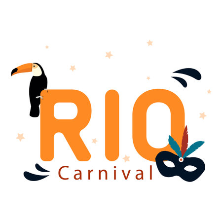 Rio Carnival. Brazil Carnival with Toco Toucan and maskのイラスト素材