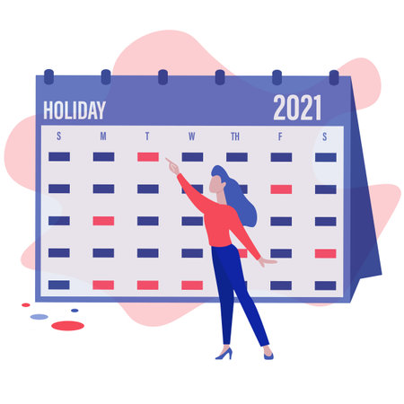 2021 holiday calendar concept vectorのイラスト素材
