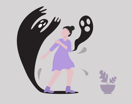 A girl with Psychotic symptoms of Schizophrenia disorder.のイラスト素材