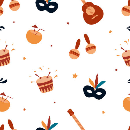 Seamless pattern with Brazilian Carnival elementのイラスト素材