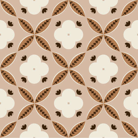 Floral pattern based on Batik Kawung motifs. Seamless batik pattern.のイラスト素材