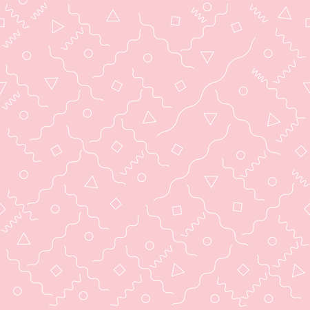 White geometric shape pattern over pink background. Seamless geometric background.